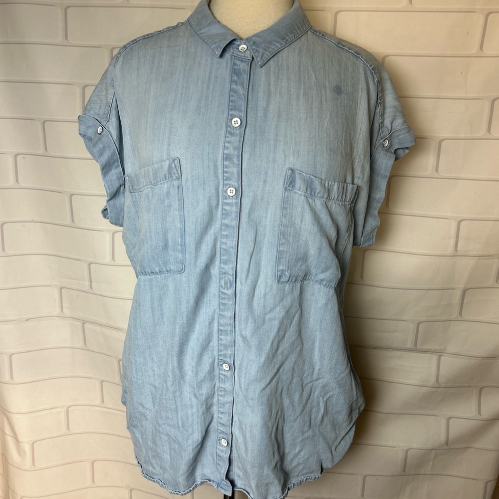 Cloth and stone xl blue short sleeve tencel